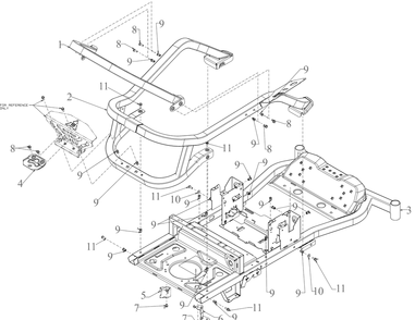 Frame Diagram and Parts List for ZT1-42KH (17CS010)(2020) Cub Cadet Lawn Tractor